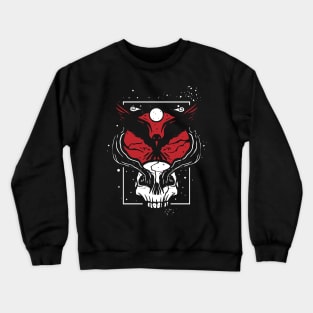 Vintage Red Moon Raven Bird With Skull Crewneck Sweatshirt